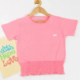 NINS MODA Kids Light Pink Textured Crop Top-image-4