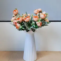 Art Street Orange Polyester Daisy Camellia Artificial Flowers - Set of 2-picture-10