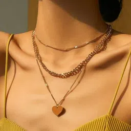 DressBerry Women Gold-Plated Heart Shaped Pendants with Chains-picture-32