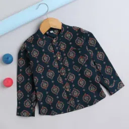 The Magic Wand Kids Teal Blue Cotton Printed Full Sleeves Shirt-picture-25