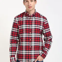 Tommy Hilfiger Deep Rouge Cotton Regular Fit Checks Shirt-image-11