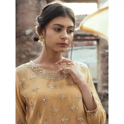 Kameez by Pooja Yellow Jashn Juliet Rose Kurta and inner Dress with Dupatta image 2