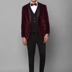 Louis Philippe Maroon Slim Fit Three Piece Suit-image-21