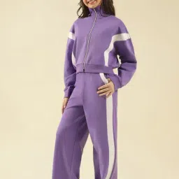 lil tomatoes Li'l Tomatoes Girls Lavender Regular Fit Tracksuit image 4