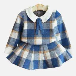 Little Surprise Box Girls Blue Checks Full Sleeves Clothing Sets-picture-35