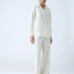 Wardrobe by Westside Cream Sequin Embellished Shirt image 3