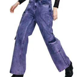 Cover Story Purple Regular Fit Mid rise Cargo Jeans-image-4