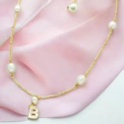 Sri Jagdamba Pearls Fancy B Alphabetic Pearl Chain Pendant for Women-picture-10