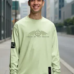 Bewakoof Fog Green Official House of the Dragon Merchandise Graphic Printed Relaxed Fit T-Shirt-image-76