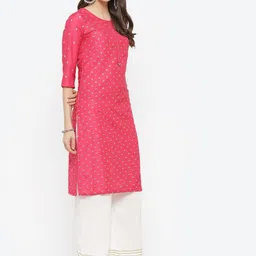 Rangriti Women Fuchsia Geometric Kurta image 3