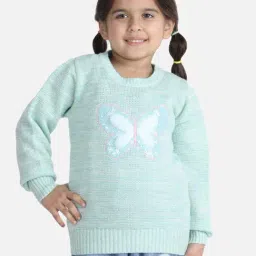Wingsfield Girls Blue Self Full Sleeves Sweaters & Cardigans-image-57