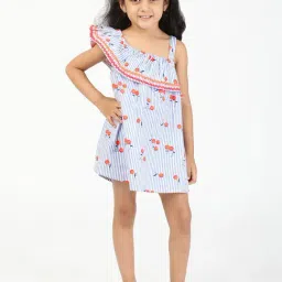Budding Bees Kids Blue Printed Dress-image-71