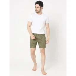 UnderJeans by Spykar Olive Regular Fit Printed Boxer Shorts image 5