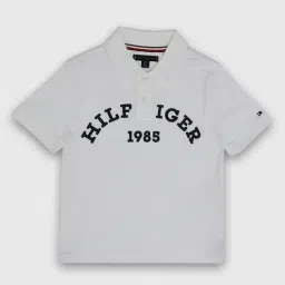 TOMMY HILFIGER Boys White Cotton Logo Polo T-Shirt-image-39