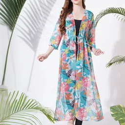 CORSICA Women Floral Longline Open Front Jacket-image-35