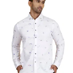 Wyre White Cotton Slim Fit Floral Shirt-picture-22