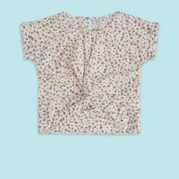 Pantaloons Junior Off-White & Pink Cotton Floral Print Top-picture-10