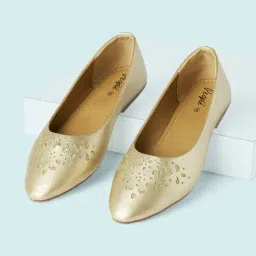 People by Pantaloons Women's Golden Flat Ballets-image-0