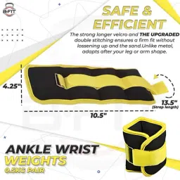 B Fit Fully Adjustable Ankle/Wrist Weight Pair with Adjustable Straps (Black) image 2