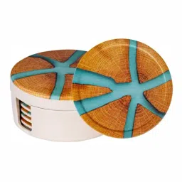 Stehlen White Melamine Printed Coaster with Coaster Box - Set of 6 image 2