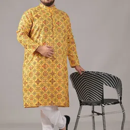 SOJANYA PLUS Men Ethnic Motifs Printed Regular Kurta with Pyjamas-picture-11