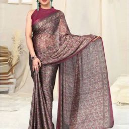 MIRCHI FASHION Pink Floral Print Saree With Unstitched Blouse-picture-48