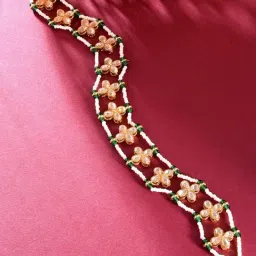 Zaveri Pearls Green Beaded Floral Kundan & Pearls Bridal Head Chain-ZPFK14490-image-42