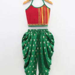 TWISHA Kids Red & Green Embroidered Top with Dhoti-picture-44
