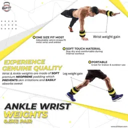 B Fit Fully Adjustable Ankle/Wrist Weight Pair with Adjustable Straps (Black) image 5