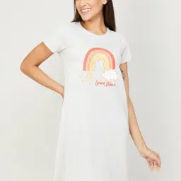 Ginger by Lifestyle Grey Cotton Printed Sleep Tee-image-79