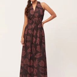 Moomaya Black & Brown Printed Maxi Dress-picture-46