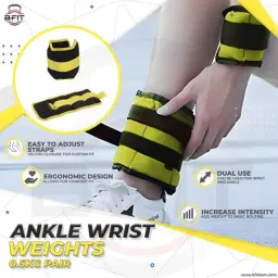 B Fit Fully Adjustable Ankle/Wrist Weight Pair with Adjustable Straps (Black) image 4