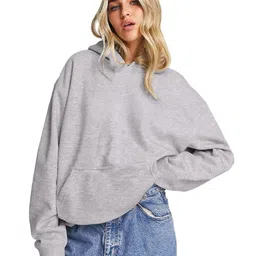 LEOTUDE Women's Loopknit Loose Fit Full Sleeve With Drop Shoulder Hooded Neck Sweatshirt image 1