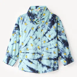 INFINITY Cotton Woven Full Sleeves Tie Dye Shirt - Aqua Green-image-34