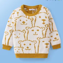 Babyoye 100% Cotton Knit Full Sleeves Pullover Sweater with Teddy Bear Design - Multicolour-picture-11