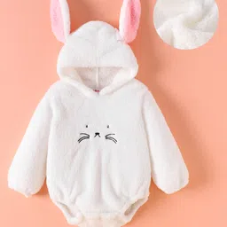 Kookie Kids Full Sleeves Hooded Winter Onesie - White-picture-22