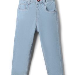 Babyhug Cotton Denim Full Length Washed Jeans With Stretch - Light Blue-picture-29