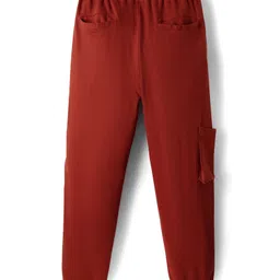 arias by lara dutta Arias 100% Cotton Full Length Solid Jogger With Cargo Pockets - Rust Orange image 2