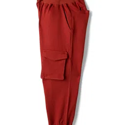 arias by lara dutta Arias 100% Cotton Full Length Solid Jogger With Cargo Pockets - Rust Orange image 3