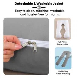 StarAndDaisy Baby Maternity Pillow U Shape for Mothers, Comfortable Body Pillow for Back, Belly, Legs & Hip Support, Pregnancy Resting Pillow with Washable Cover-Light Blue image 3