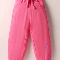 Olio Kids Looper Knit Full Sleeves Winter Wear Sweatshirt & Jogger Set with Souls Text Print - Pink image 4