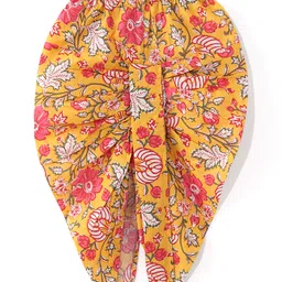 Babyhug Cotton Woven Full Sleeves Angarakha Kurta Dhoti Set Floral Print- Mustard image 5