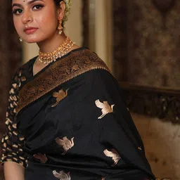 CANIZZARO Ethnic Motifs Zari Silk Blend Banarasi Saree image 3