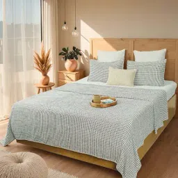 House This Grey Checks Bed Cover-image-79