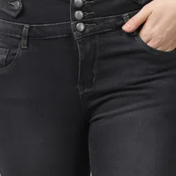 KASSUALLY Black Cotton Relaxed Fit High Rise Jeans image 5
