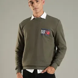 Tommy Hilfiger Green Cotton Regular Fit Logo Printed Sweatshirt-picture-22