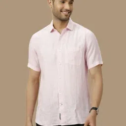 Linen Club Pink Linen Contemporary Fit Shirt-picture-15