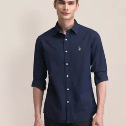 U.S. Polo Assn. Navy Cotton Regular Fit Striped Shirt-picture-41