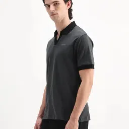 Rare Rabbit Grey Cotton Regular Fit Solid Polo T-Shirt image 4