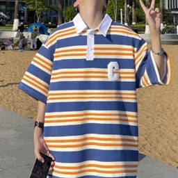 StyleCast Men Striped Polo Collar T-shirt-picture-41